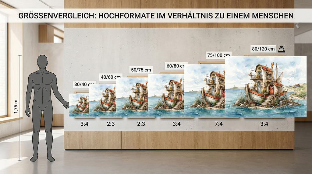 Wandbild Hausboot Karikatur 5 Kunstdruck auf Leinwand