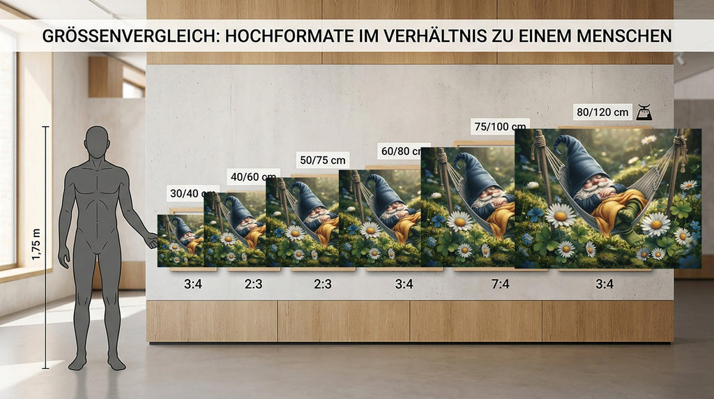 Wandbild Wichtel schläft in der Hängematte Kunstdruck auf Leinwand