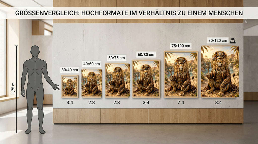 Wandbild Löwen Steampunk Oase Kunstdruck auf Leinwand