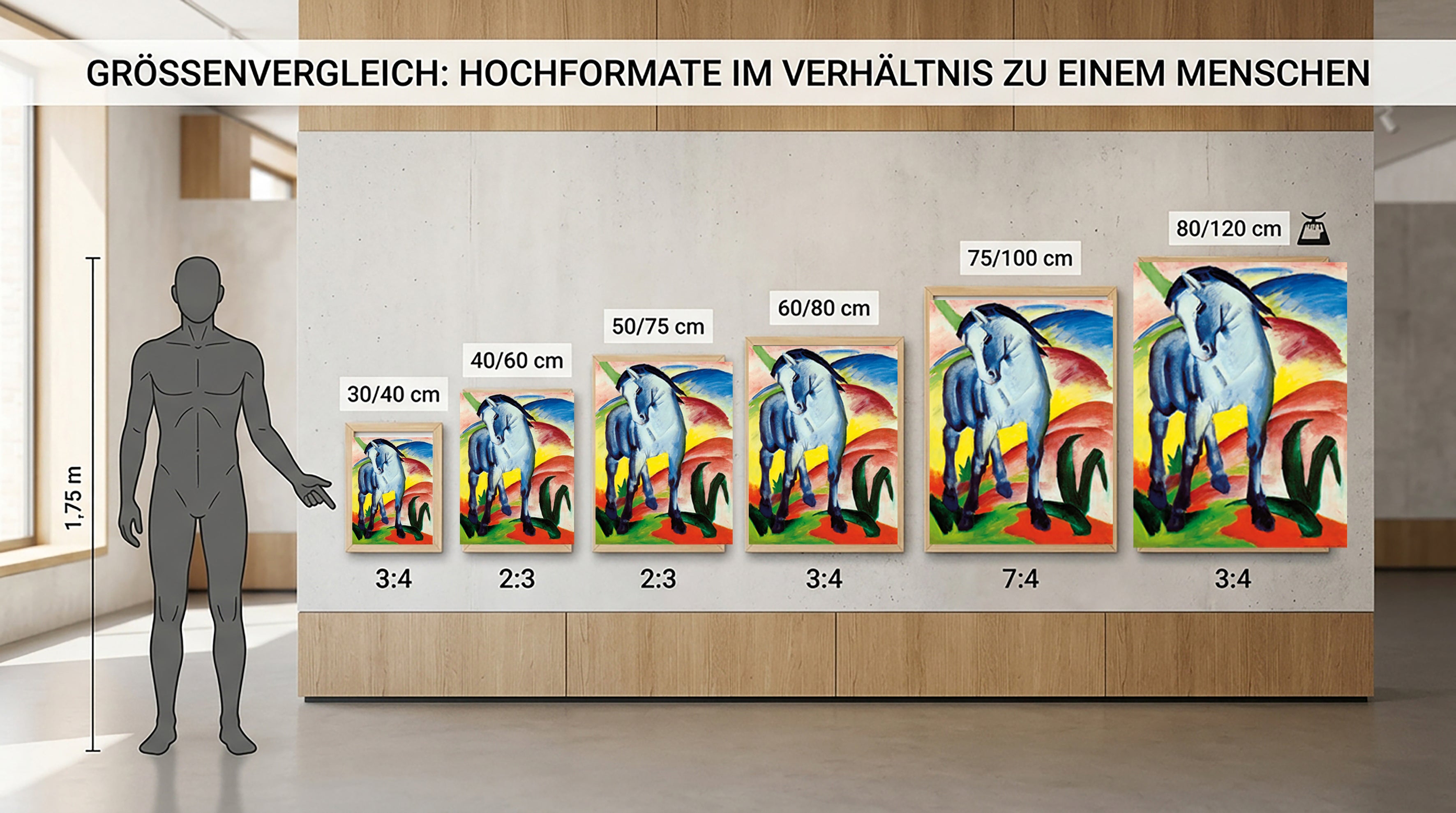 Wandbild Franz Marc Blaues Pferd Kunstdruck auf Leinwand