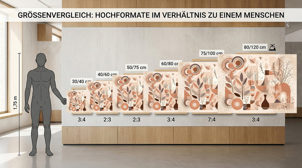 Wandbild Boho Art Abstrakt Collage Fuchs Vase Zweige Beige Rosa Illustrationsstil Kunstdruck auf Leinwand