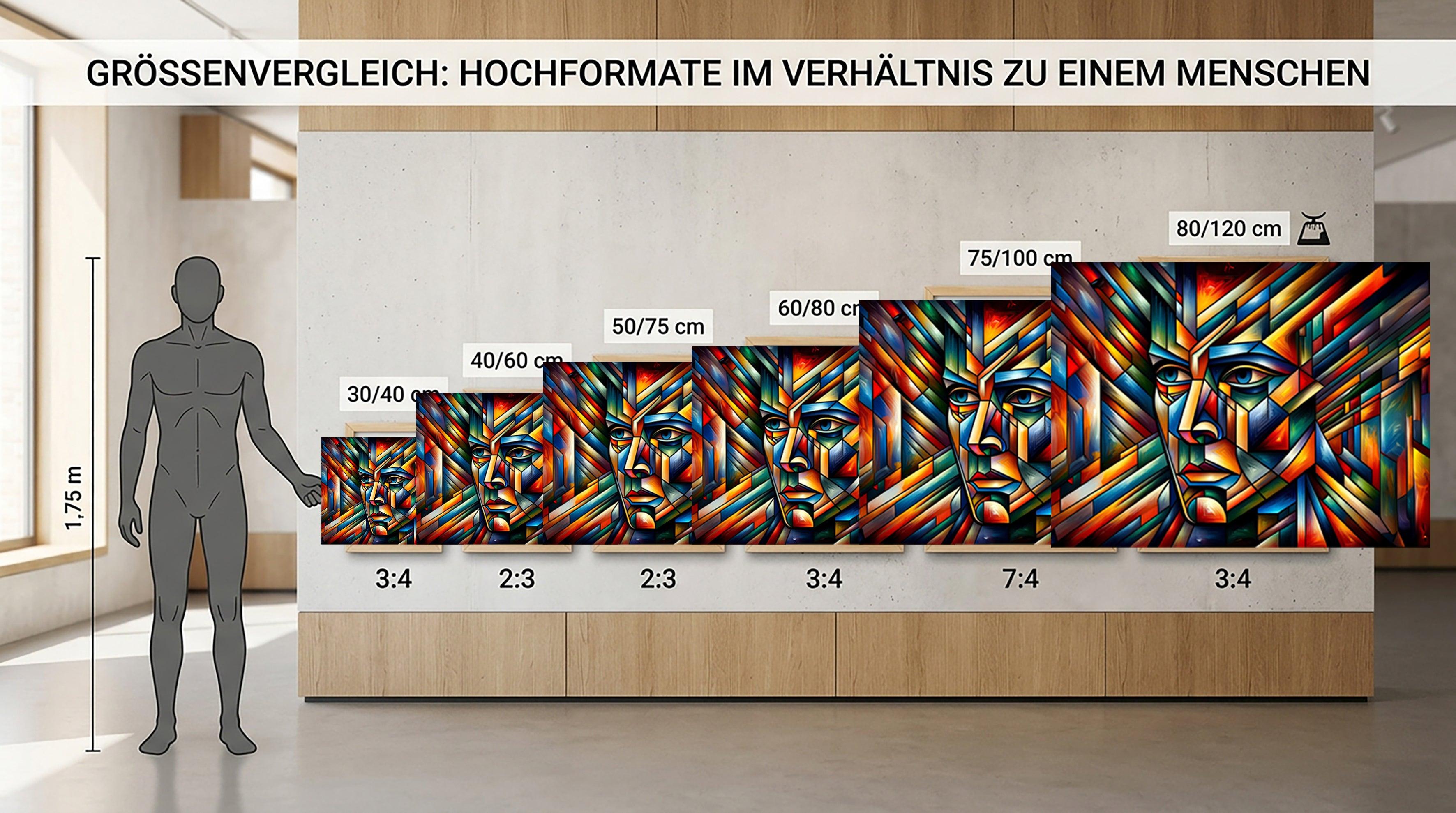 Wandbild Kubistisches Männerportrait Picasso Style Kunstdruck auf Leinwand