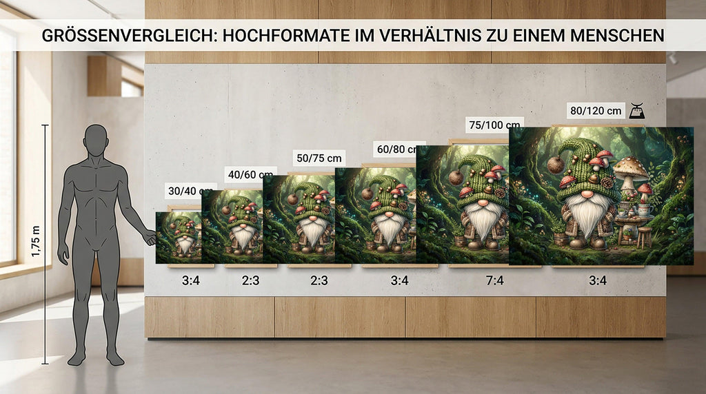 Wandbild Wichtel beim Waldtee im Zauberwald Kunstdruck auf Leinwand