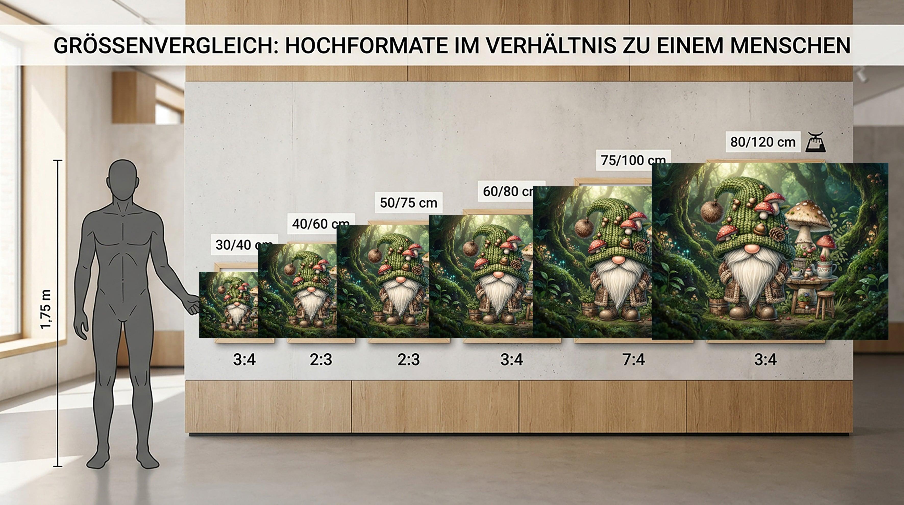 Wandbild Wichtel beim Waldtee im Zauberwald Kunstdruck auf Leinwand