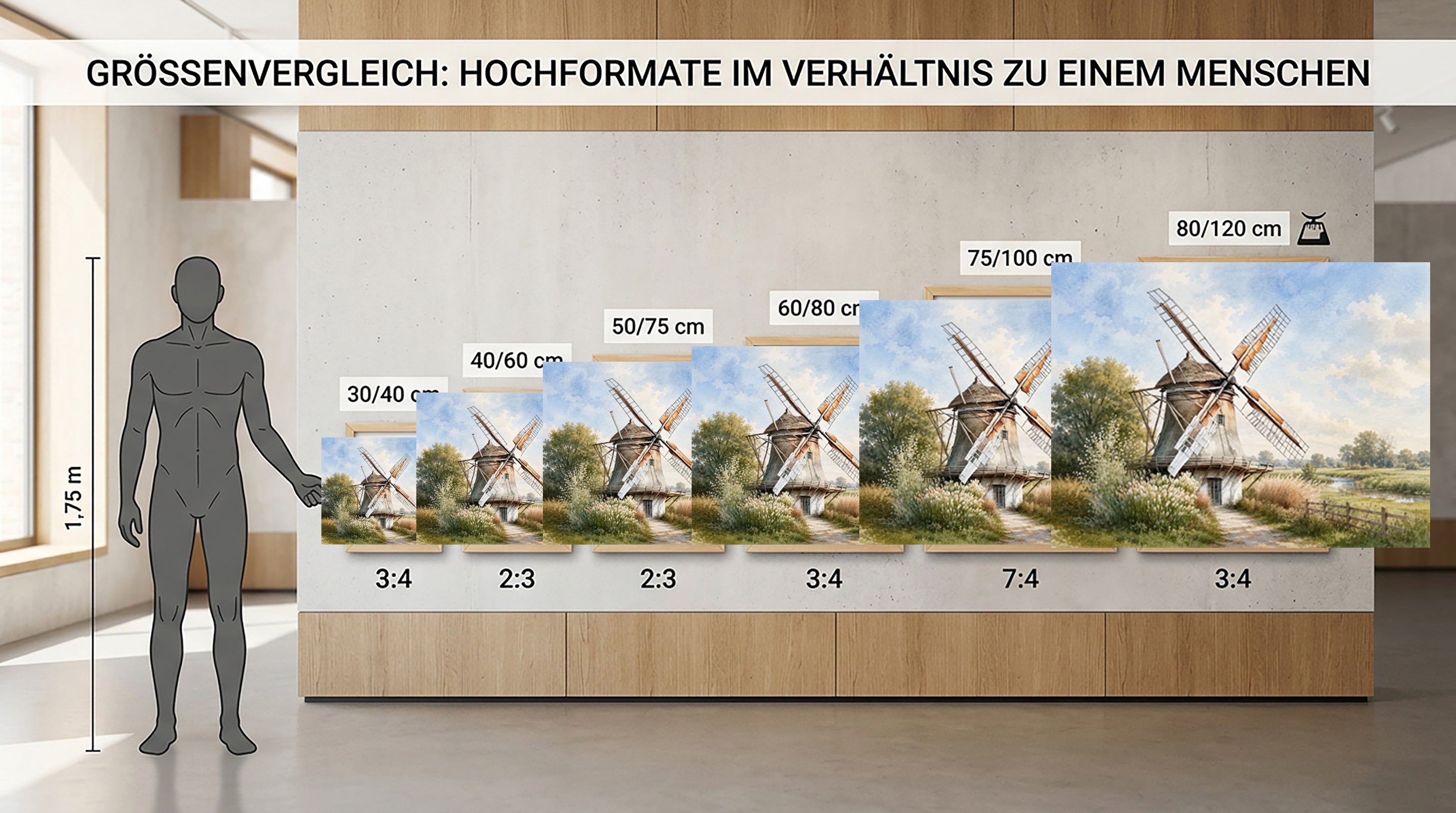 Wandbild Windmühle 1 Kunstdruck auf Leinwand direkt zum Aufhängen