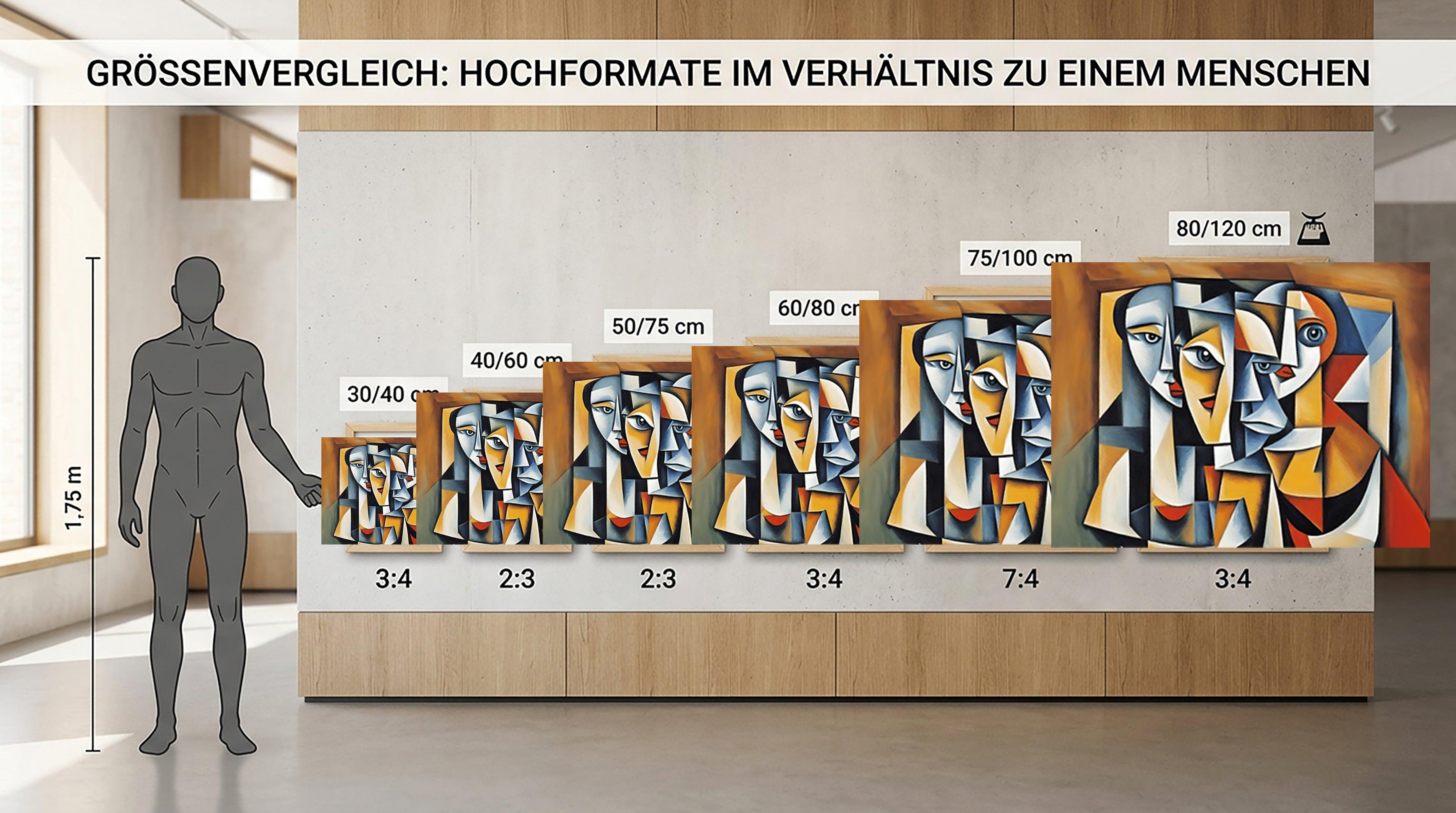 Wandbild Kubistische Gesichter Picasso Style Kunstdruck auf Leinwand