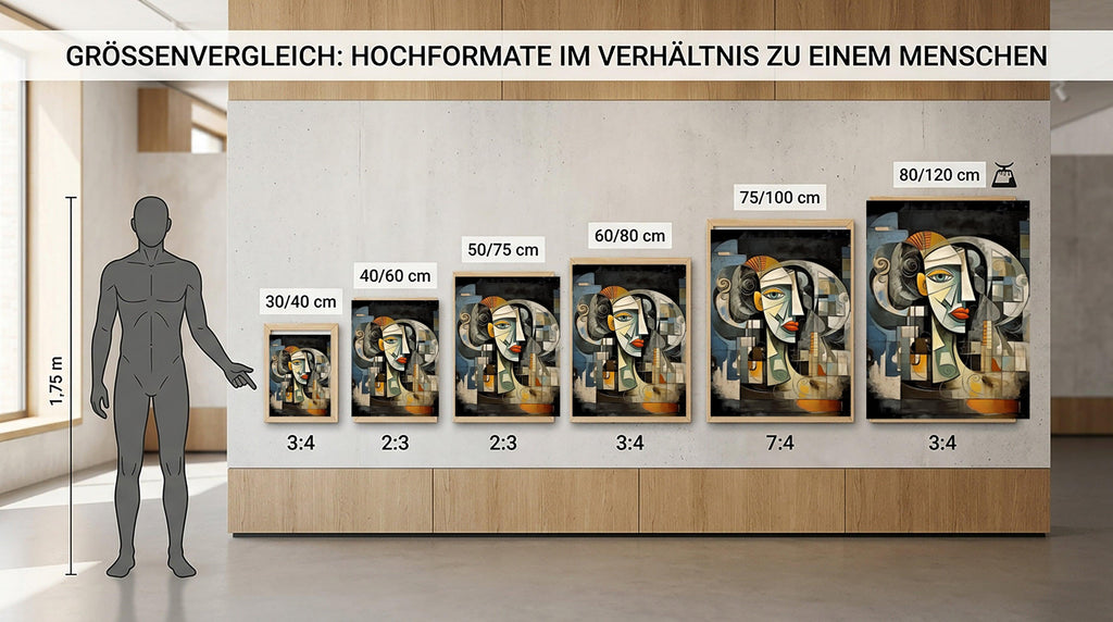 Wandbild Kubistische Frau mit Spirallocken Picasso Style Kunstdruck auf Leinwand