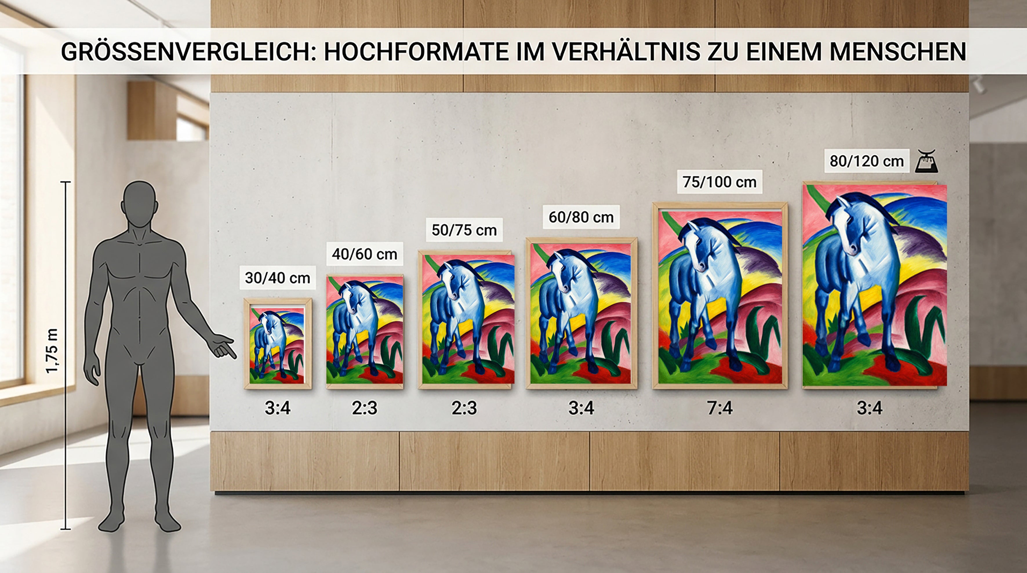 Wandbild Franz Marc Blaues Pferd Nr. 2 Kunstdruck auf Leinwand