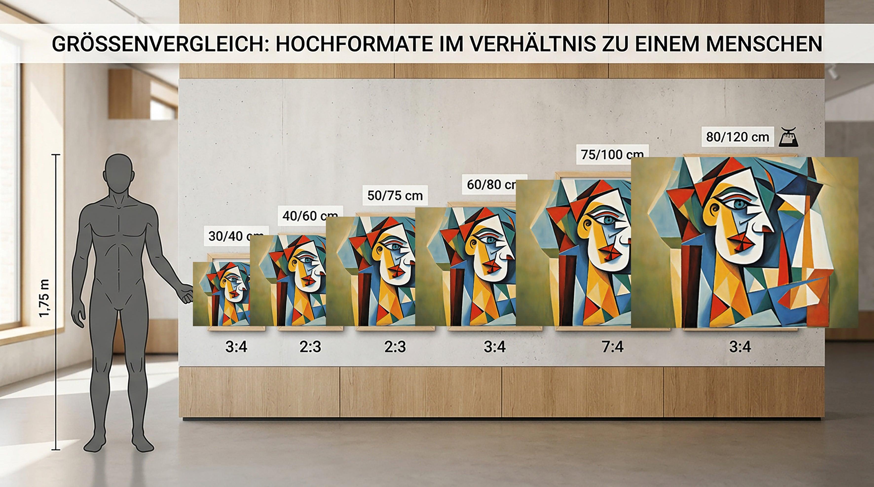 Wandbild Kubistisches Portrait Picasso Style Kunstdruck auf Leinwand