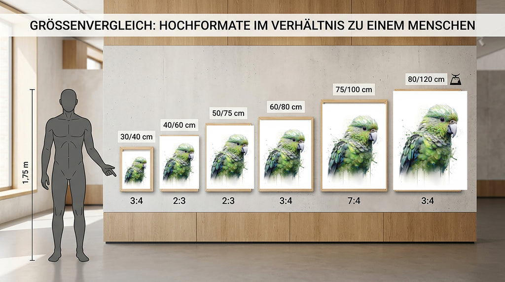 Wandbild Papagei Kakapo 4 Kunstdruck auf Leinwand direkt zum Aufhängen
