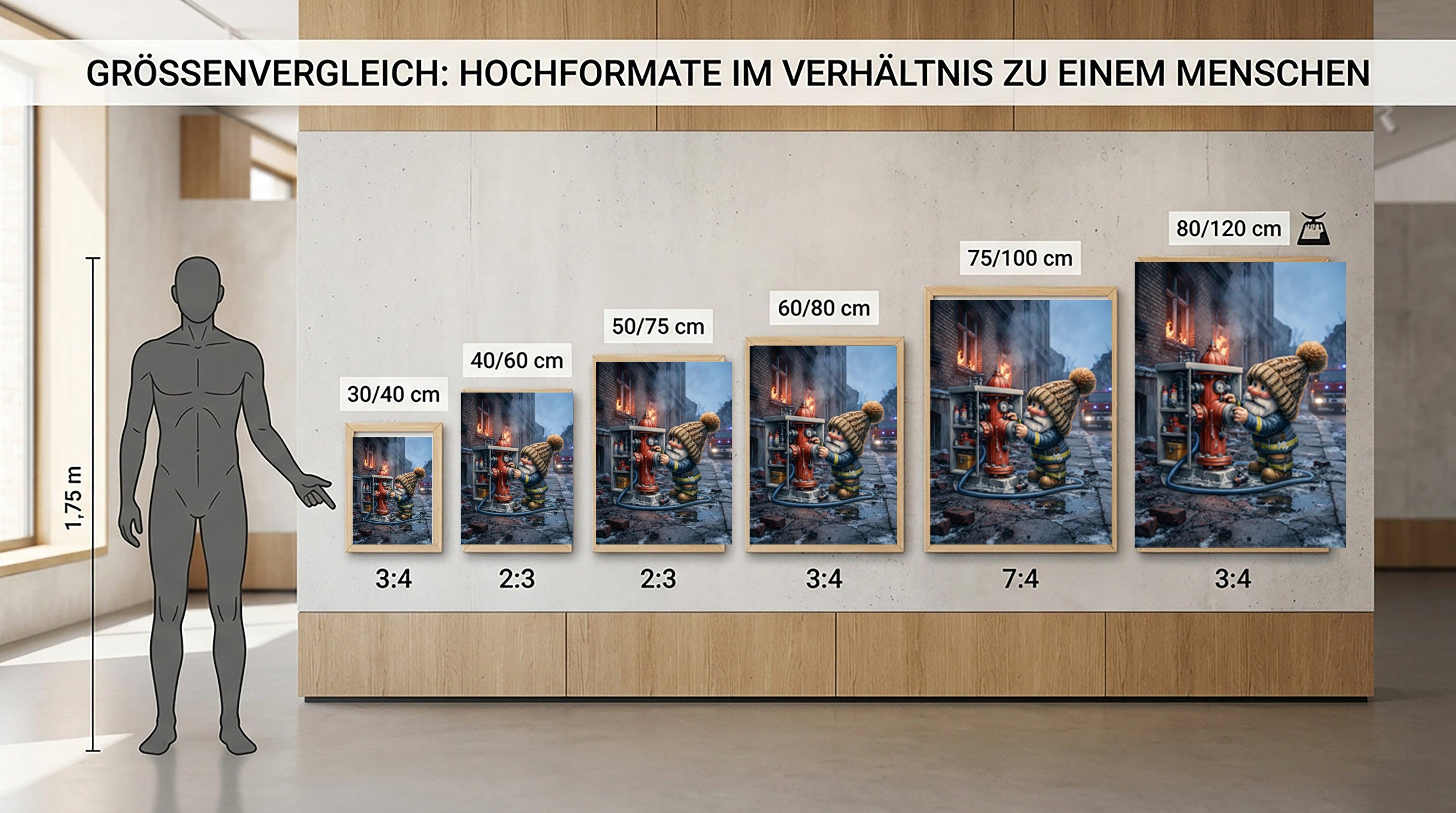 Feuerwehr Wichtel am Hydranten im Einsatz Kinderzimmer Kunstdruck auf Leinwand Nr. 3