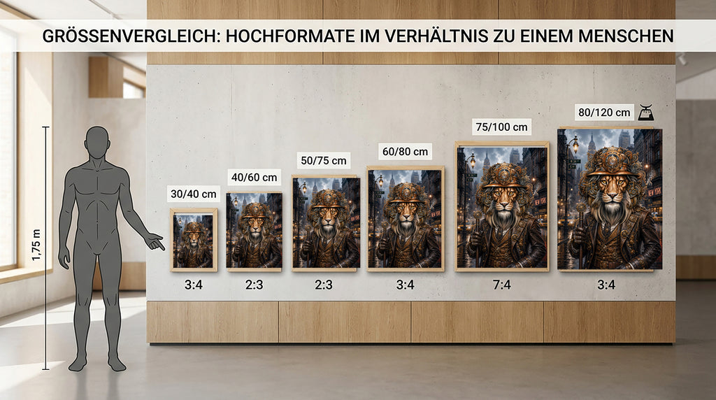 Wandbild Löwen Steampunk New York Kunstdruck auf Leinwand