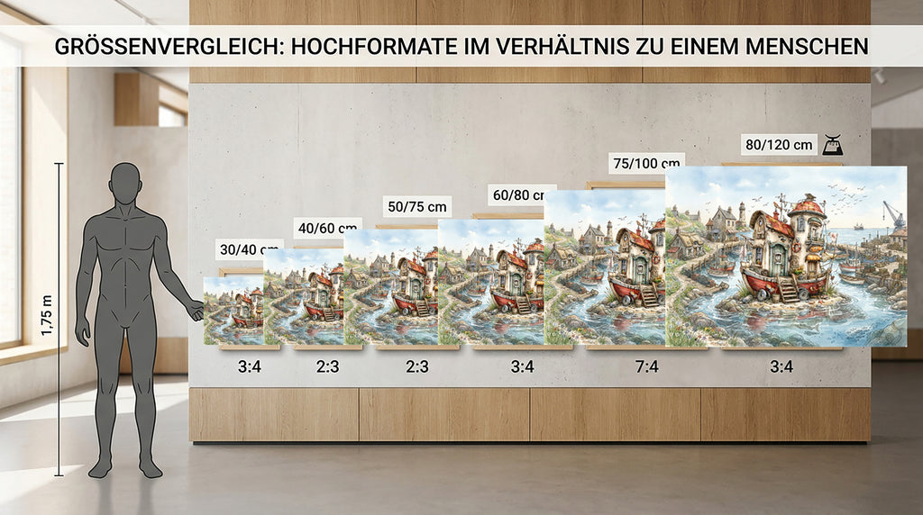 Wandbild Hausboot Karikatur 3 Kunstdruck auf Leinwand