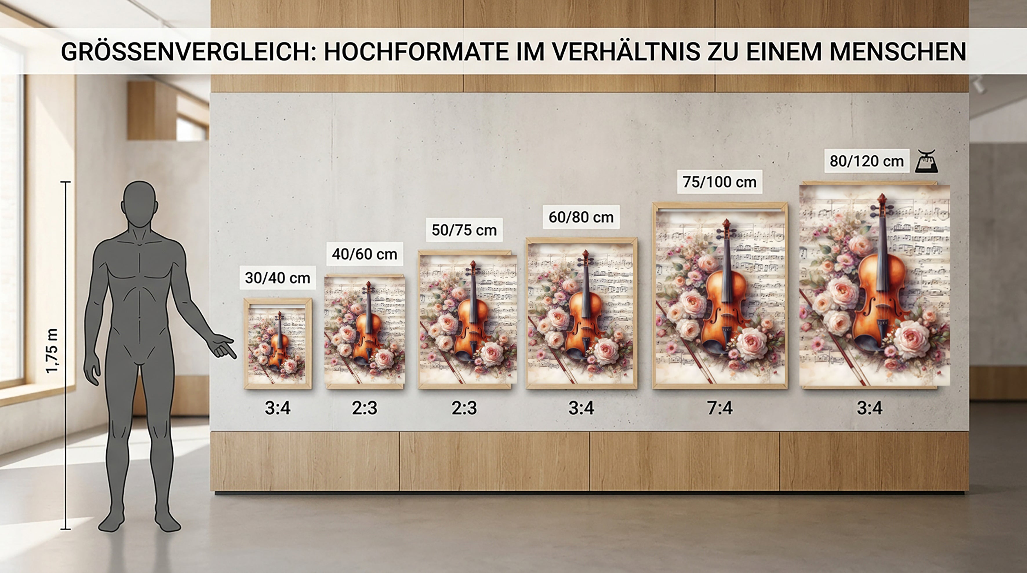 Wandbild Romantische Violine 14 Kunstdruck auf Leinwand