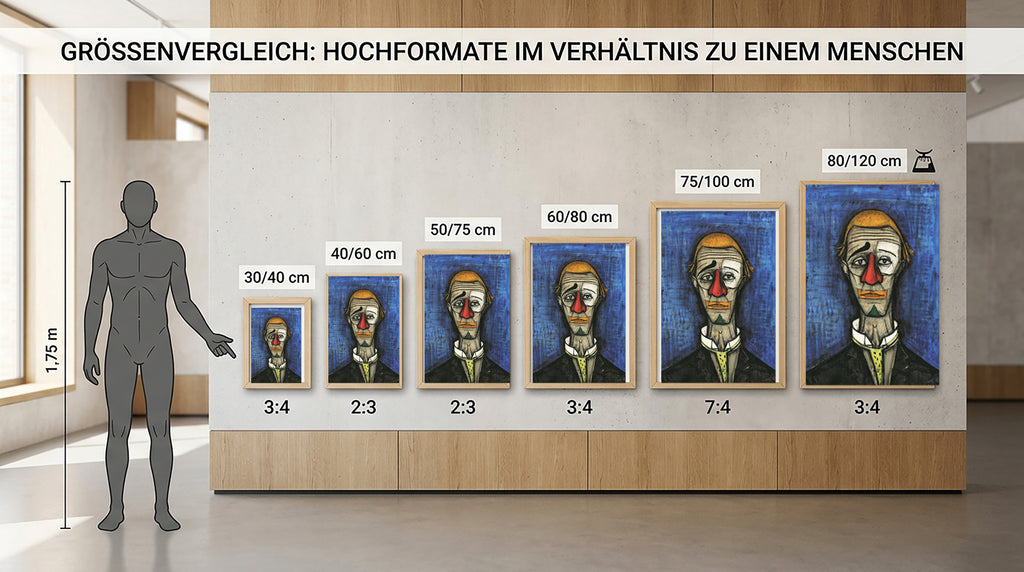 Wandbild Bernard Buffet Clown triste Kunstdruck auf Leinwand