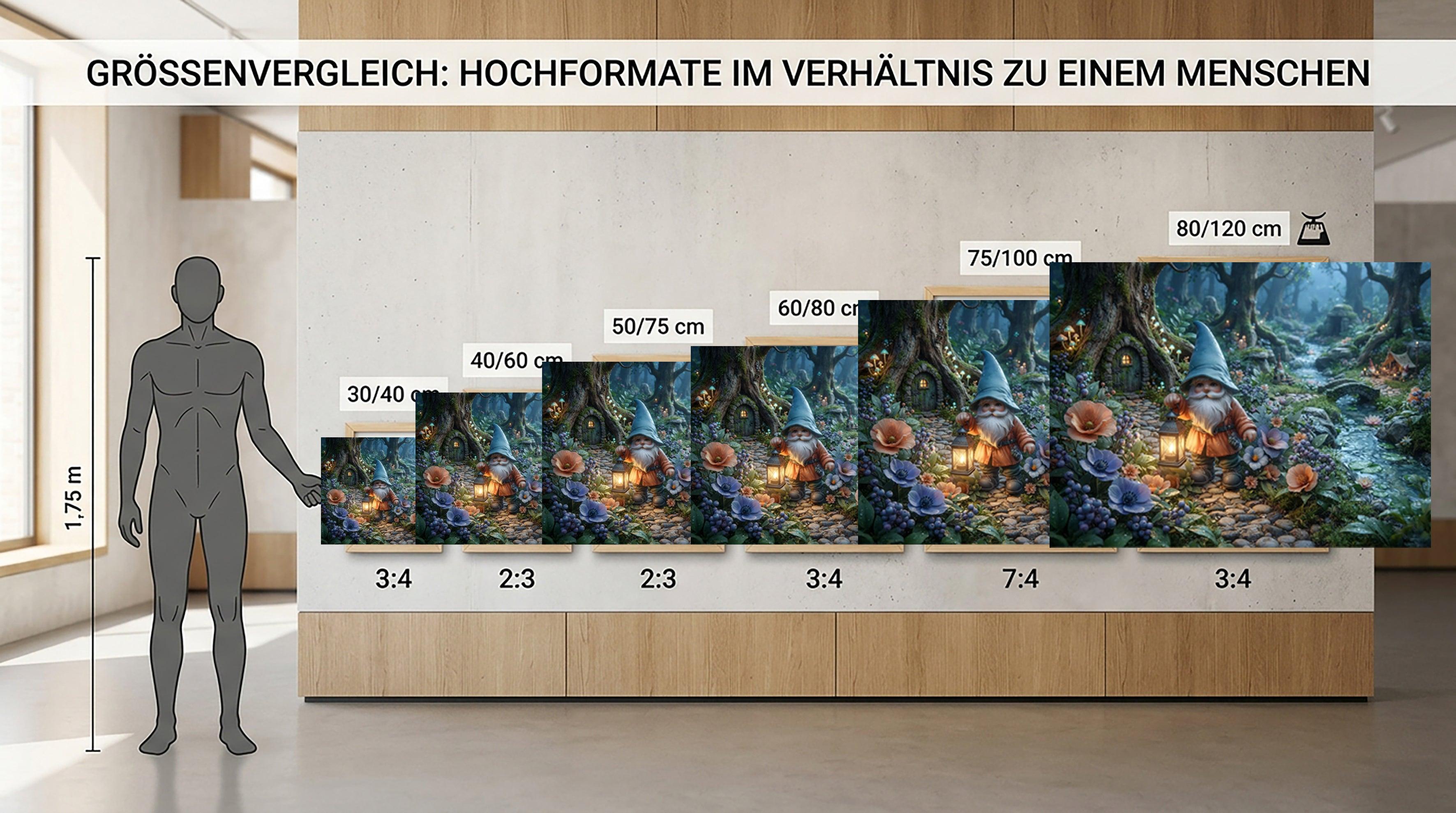 Wandbild Zauberwald Wichtel mit Laterne Kunstdruck auf Leinwand Nr. 1