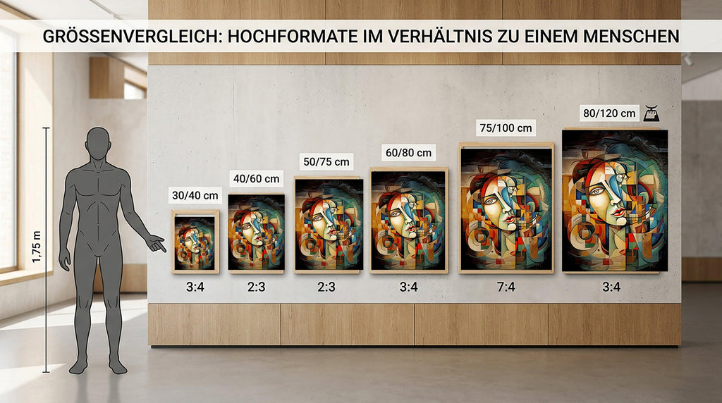 Wandbild Kubistische Frau in Farben Picasso Style Kunstdruck auf Leinwand