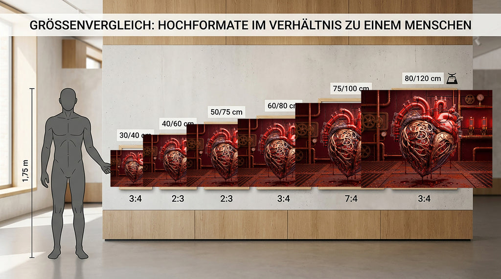 Wandbild Herz 5 Steampunk Stil Kunstdruck auf Leinwand