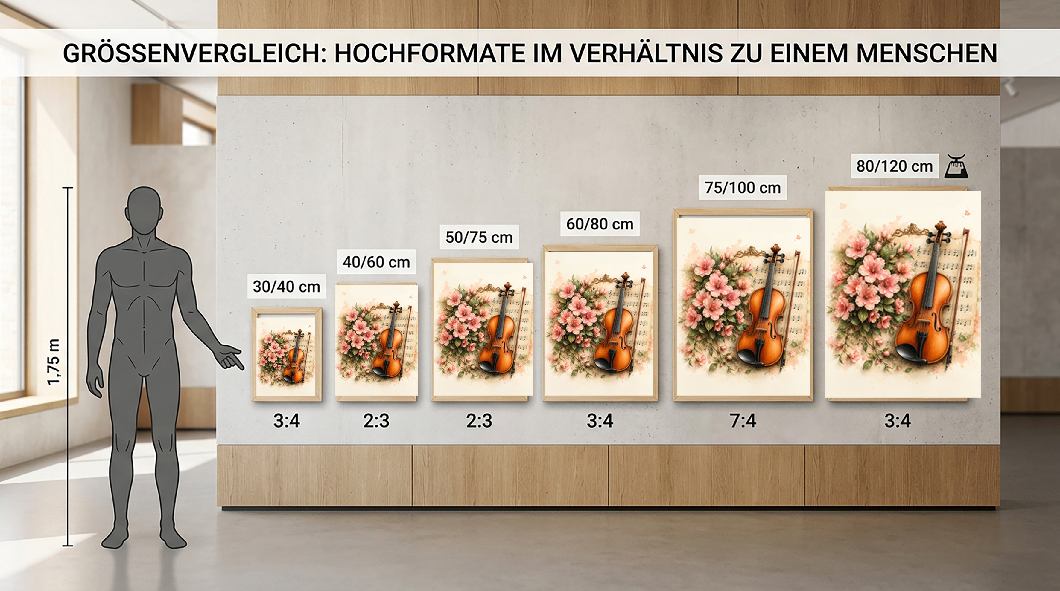 Wandbild Romantische Violine 4 Kunstdruck auf Leinwand