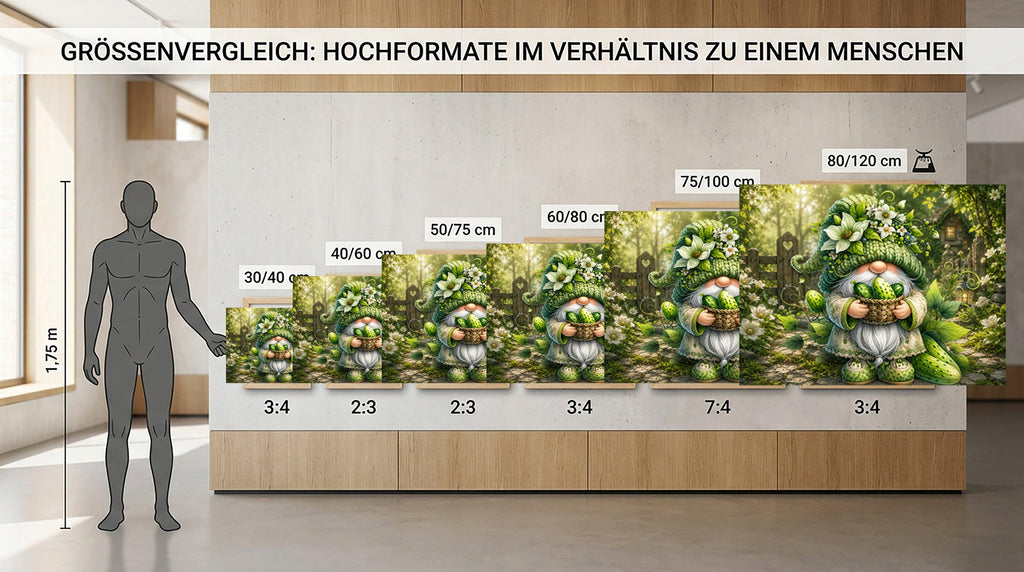 Wichtel Gärtner mit Gurkenkorb im Zaubergarten Kunstdruck auf Leinwand