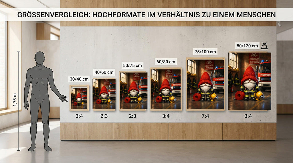 Feuerwehr Wichtel mit Schlauch und Helm Kunstdruck auf Leinwand