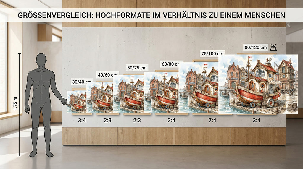 Wandbild Hausboot Karikatur 8 Kunstdruck auf Leinwand