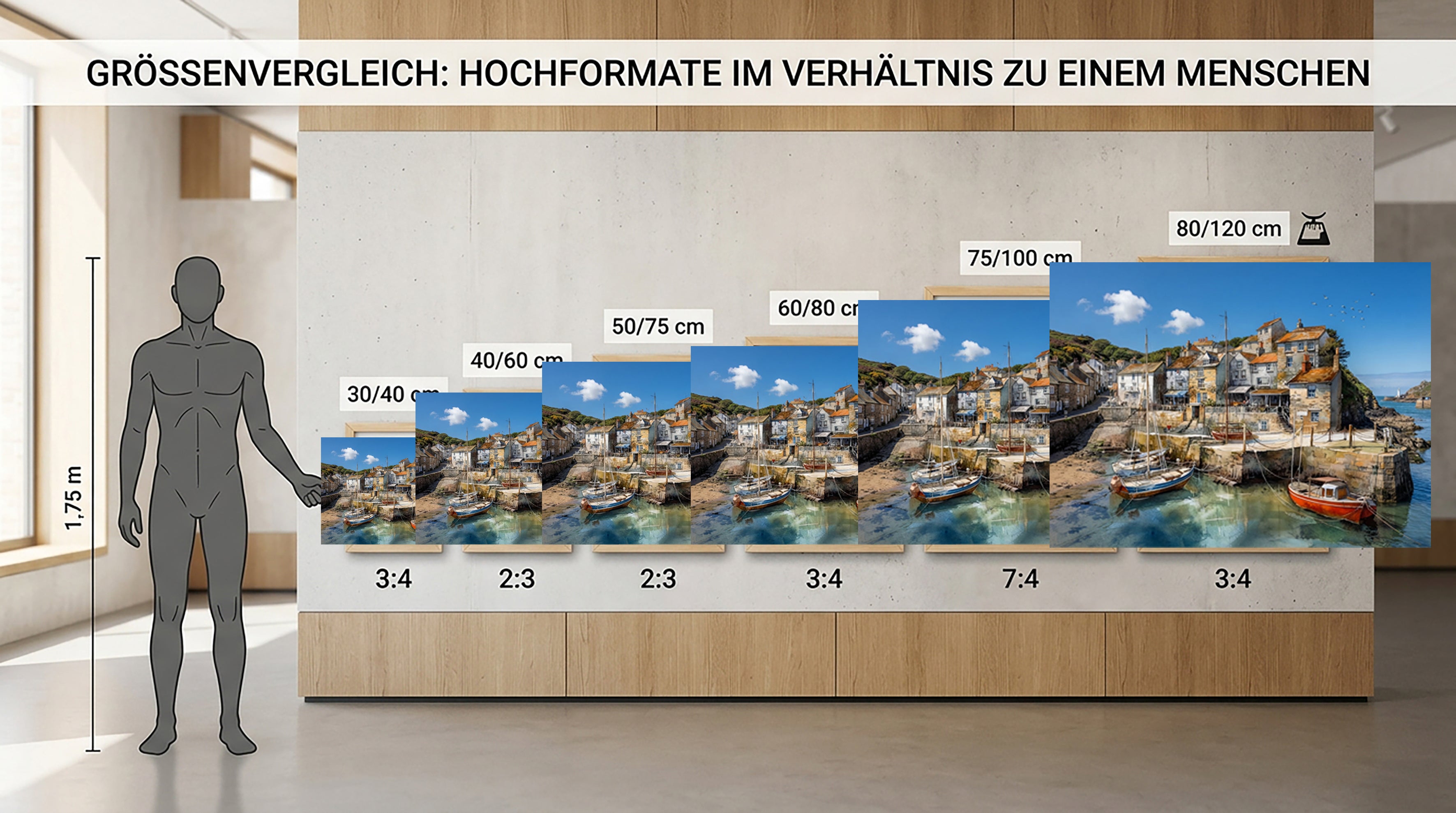 Wandbild Fischerboot Hafen Segelboot Felsvorsprung Leuchtturm Türkises Wasser Kunstdruck auf Leinwand