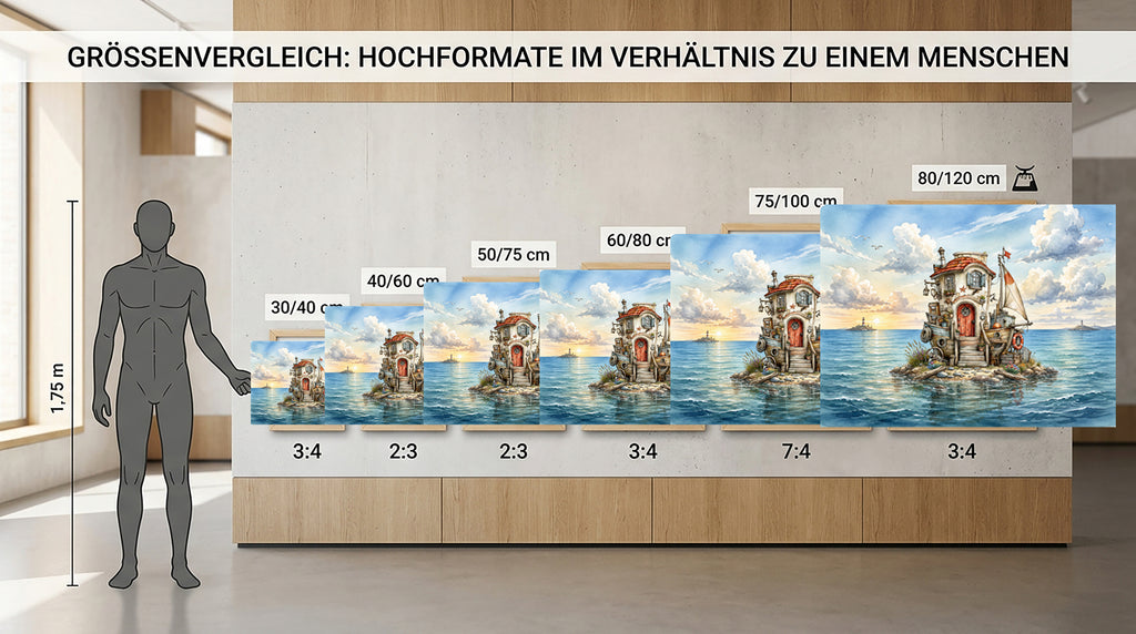Wandbild Hausboot Karikatur 4 Kunstdruck auf Leinwand