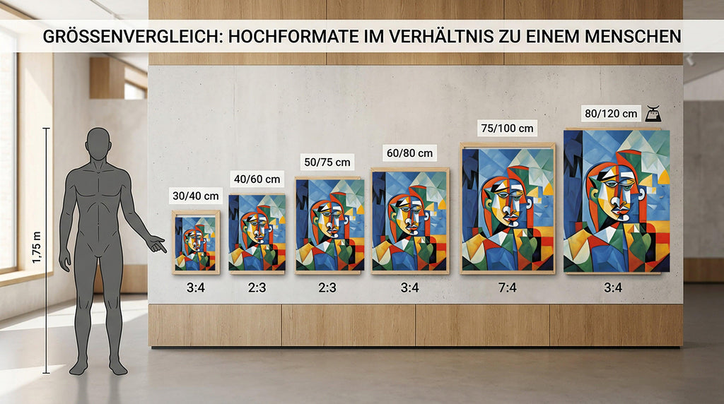 Wandbild Kubistische Frau mit grünen Augen Picasso Style Kunstdruck auf Leinwand
