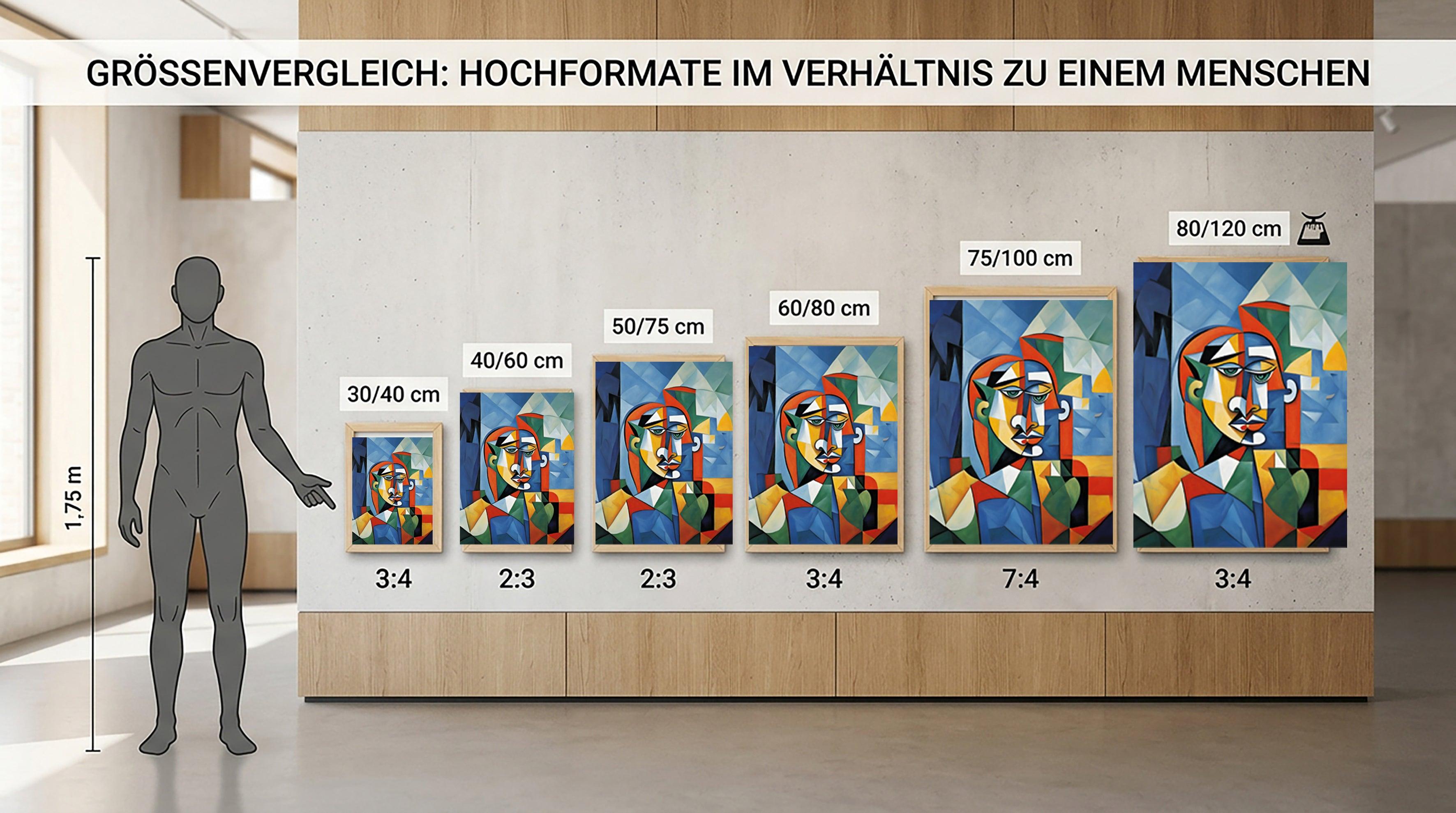Wandbild Kubistischer Sitzender Mann Picasso Style Kunstdruck auf Leinwand