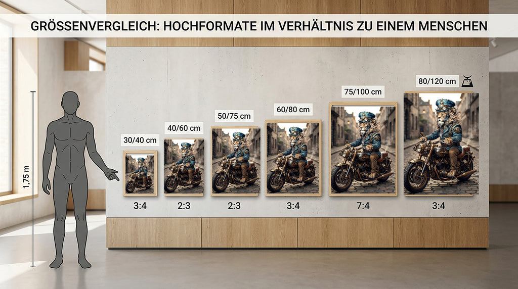 Wandbild Löwen Steampunk Motorrad Kunstdruck auf Leinwand