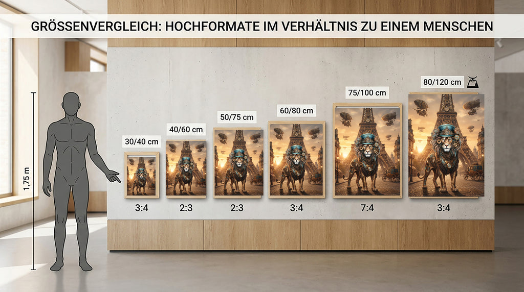 Wandbild Löwen Steampunk Paris Kunstdruck auf Leinwand