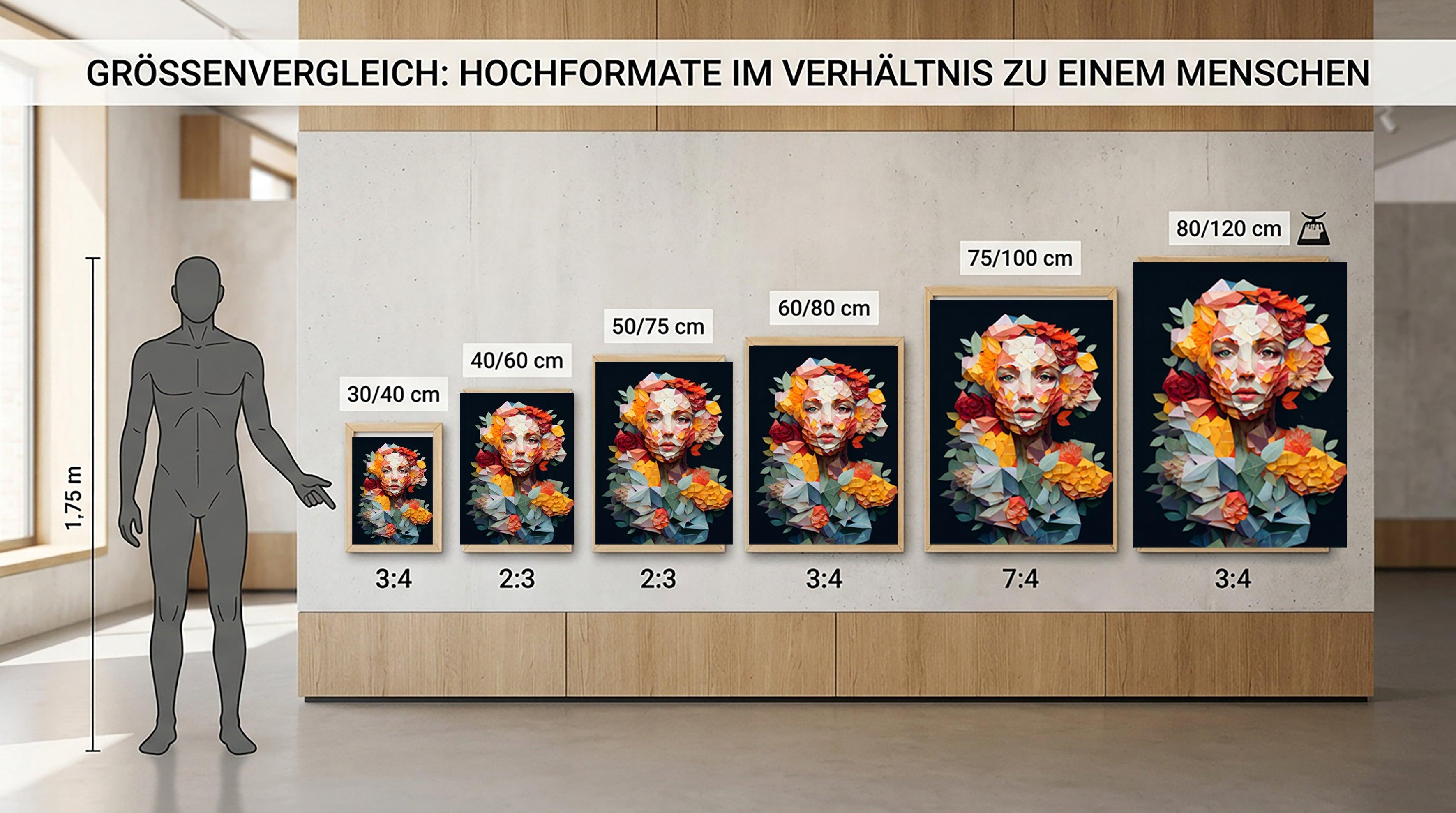 Wandbild Blumenfrau Paper Art Kunstdruck auf Leinwand