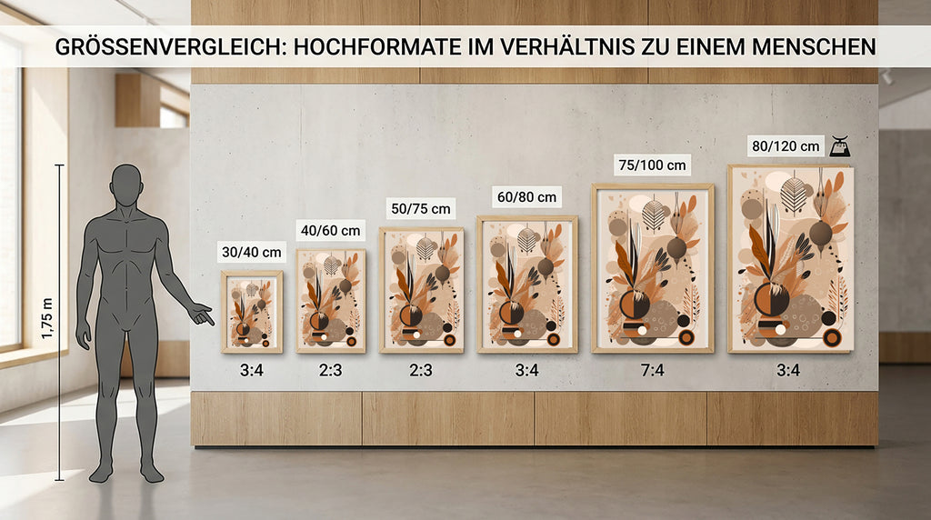 Wandbild Boho Art Vase Trockenblumen Ornamente Terrakotta Kunstdruck auf Leinwand
