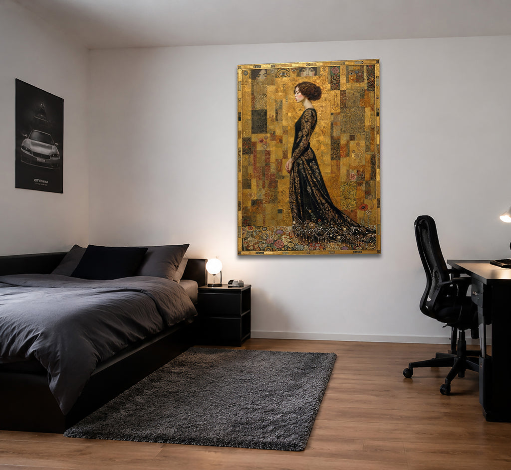 Wandbild Klimt Stil Goldene Frau 5 Kunstdruck auf Leinwand