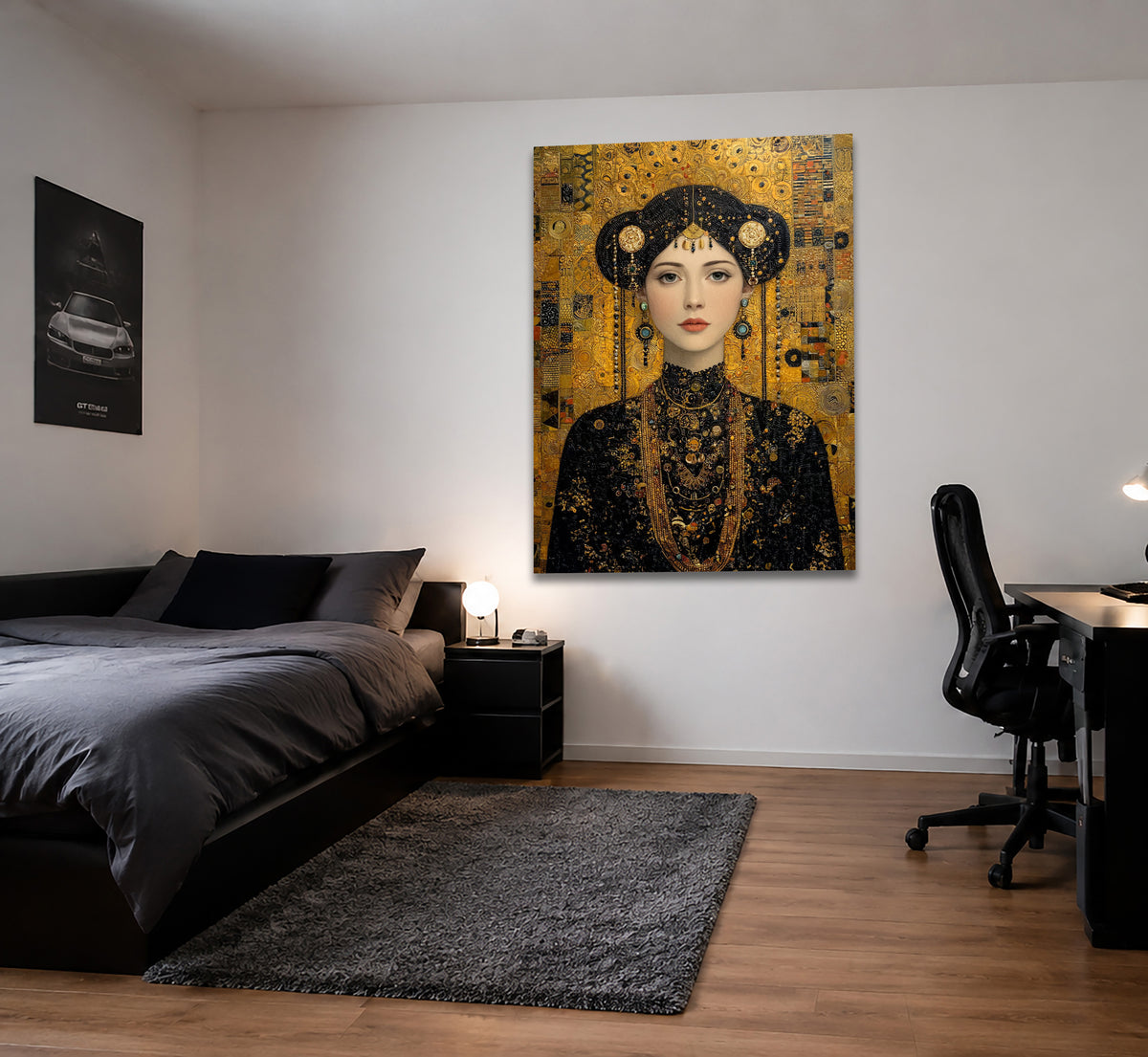 Wandbild Klimt Stil Goldene Frau 12 Kunstdruck auf Leinwand
