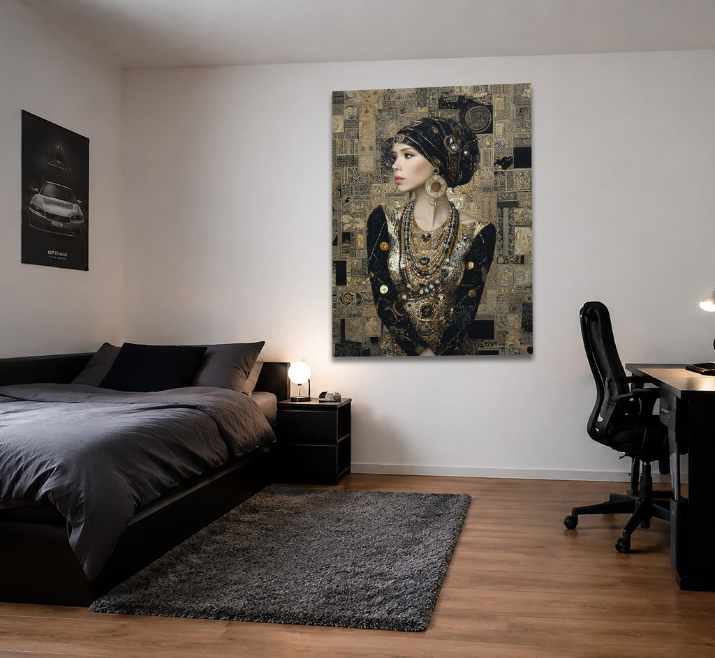 Wandbild Klimt Stil Goldene Frau 11 Kunstdruck auf Leinwand