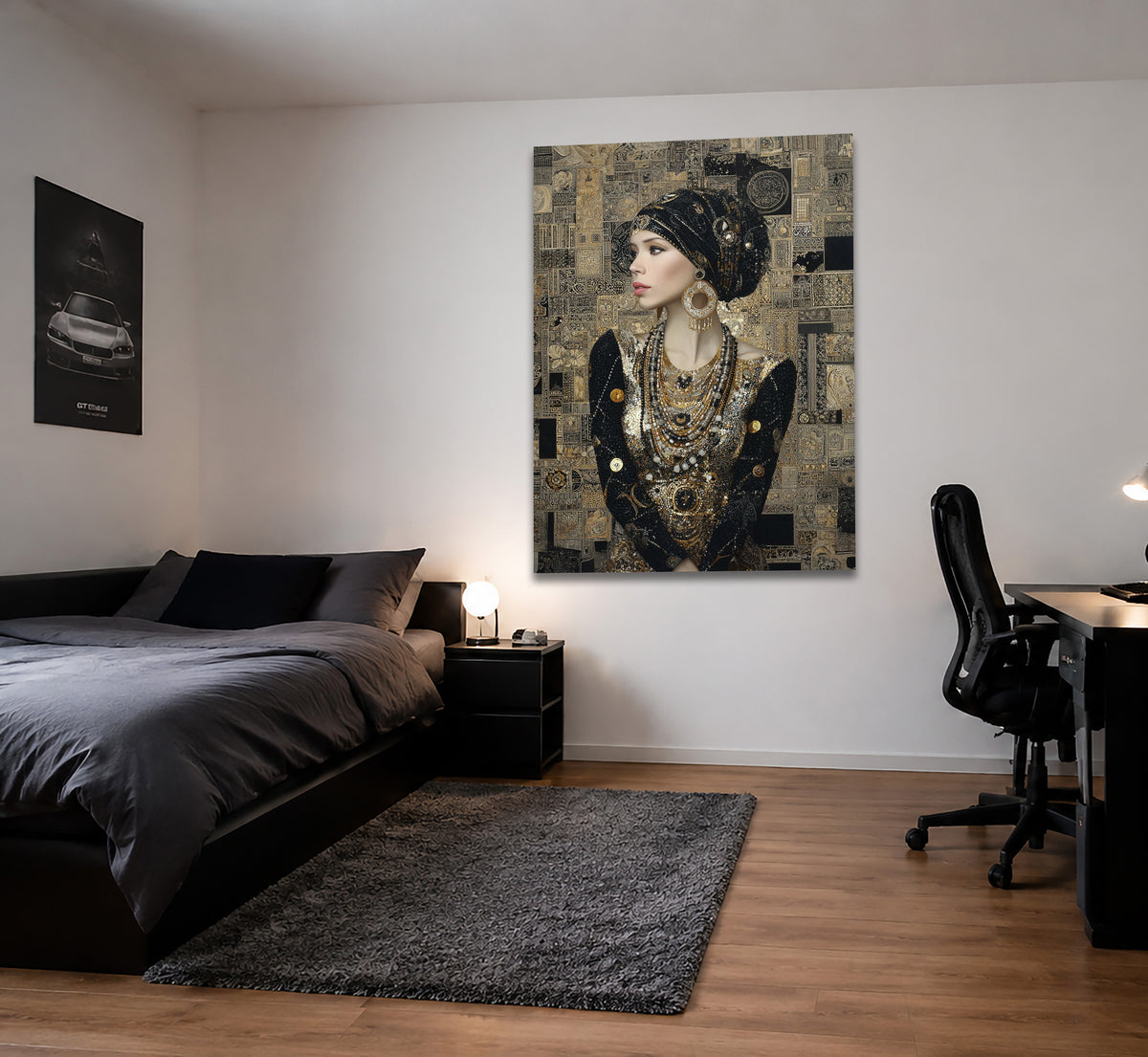 Wandbild Klimt Stil Goldene Frau 11 Kunstdruck auf Leinwand