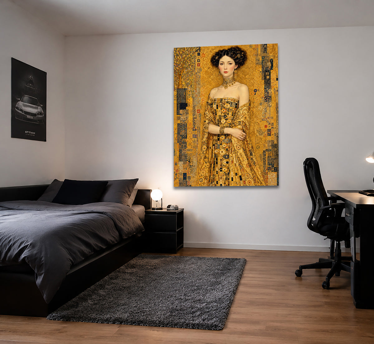 Wandbild Klimt Stil Goldene Frau 1 Kunstdruck auf Leinwand