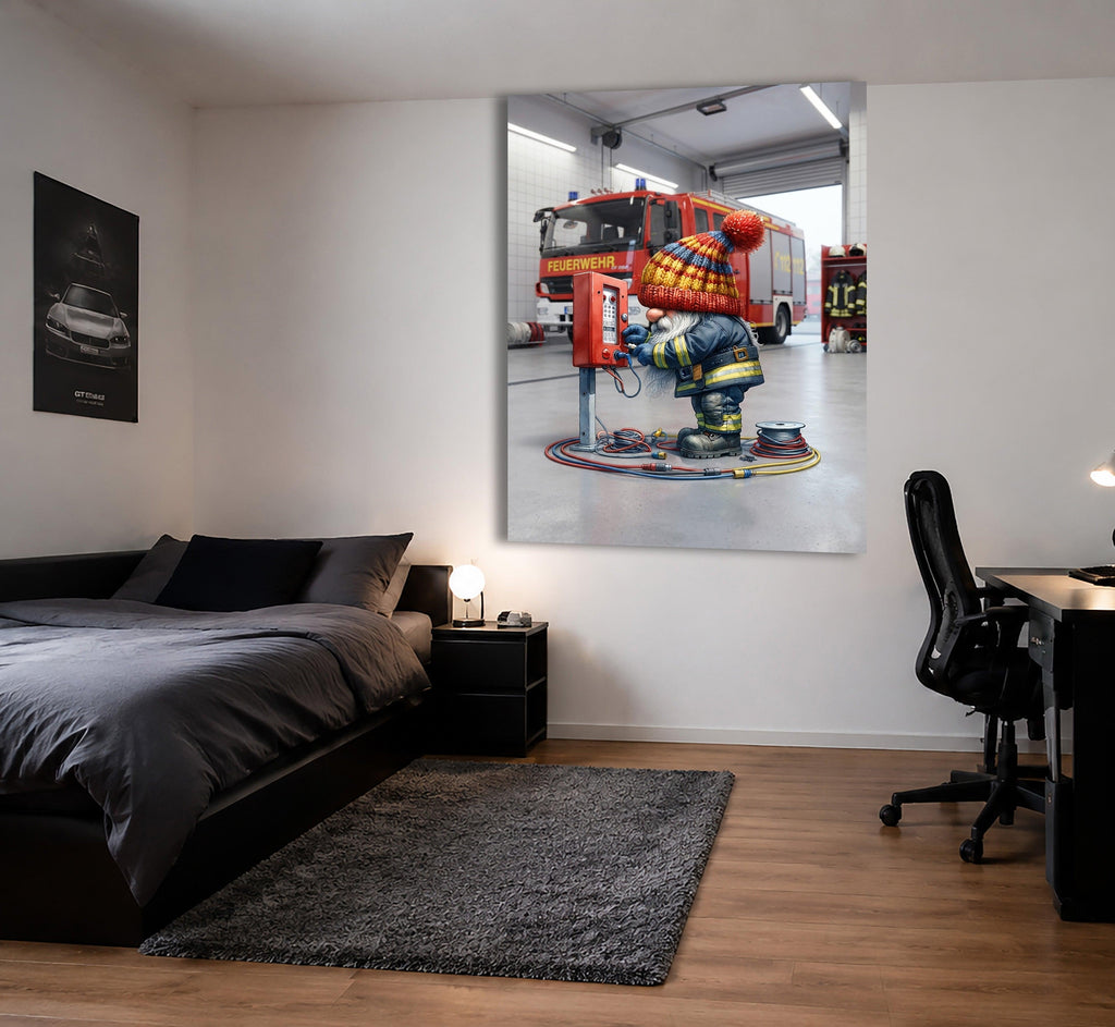 Feuerwehr Wichtel Techniker am Alarmkasten Kunstdruck auf Leinwand