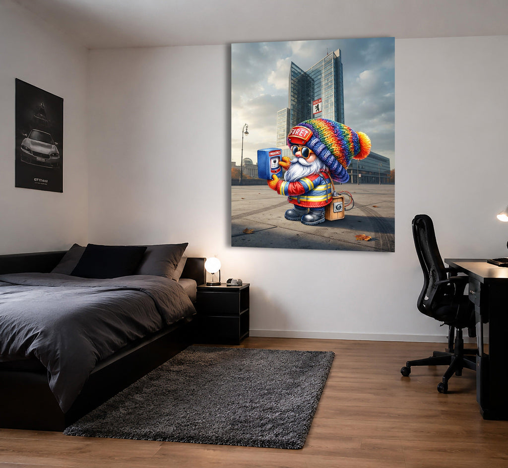 Feuerwehr Wichtel Berlin Notruf Meldekasten Kunstdruck auf Leinwand