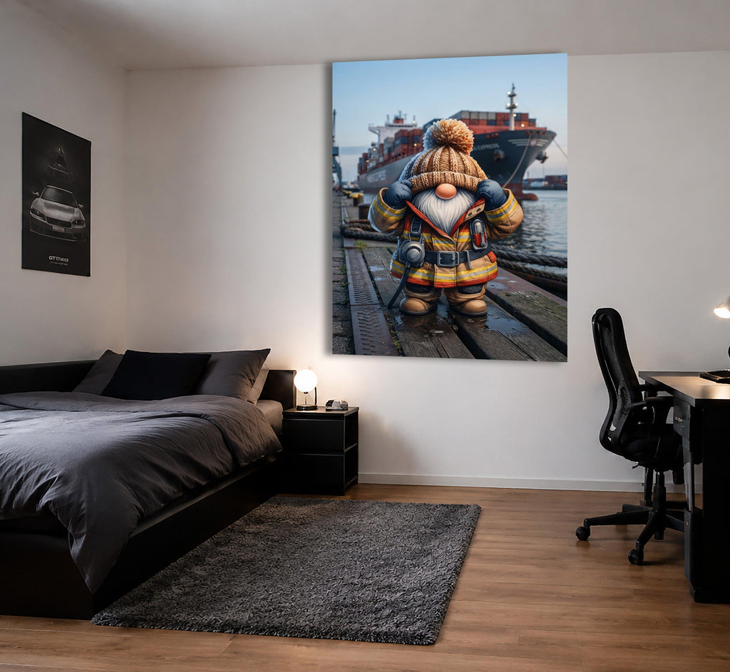 Feuerwehr Wichtel Hafenfeuerwehr am Containerhafen Kunstdruck auf Leinwand