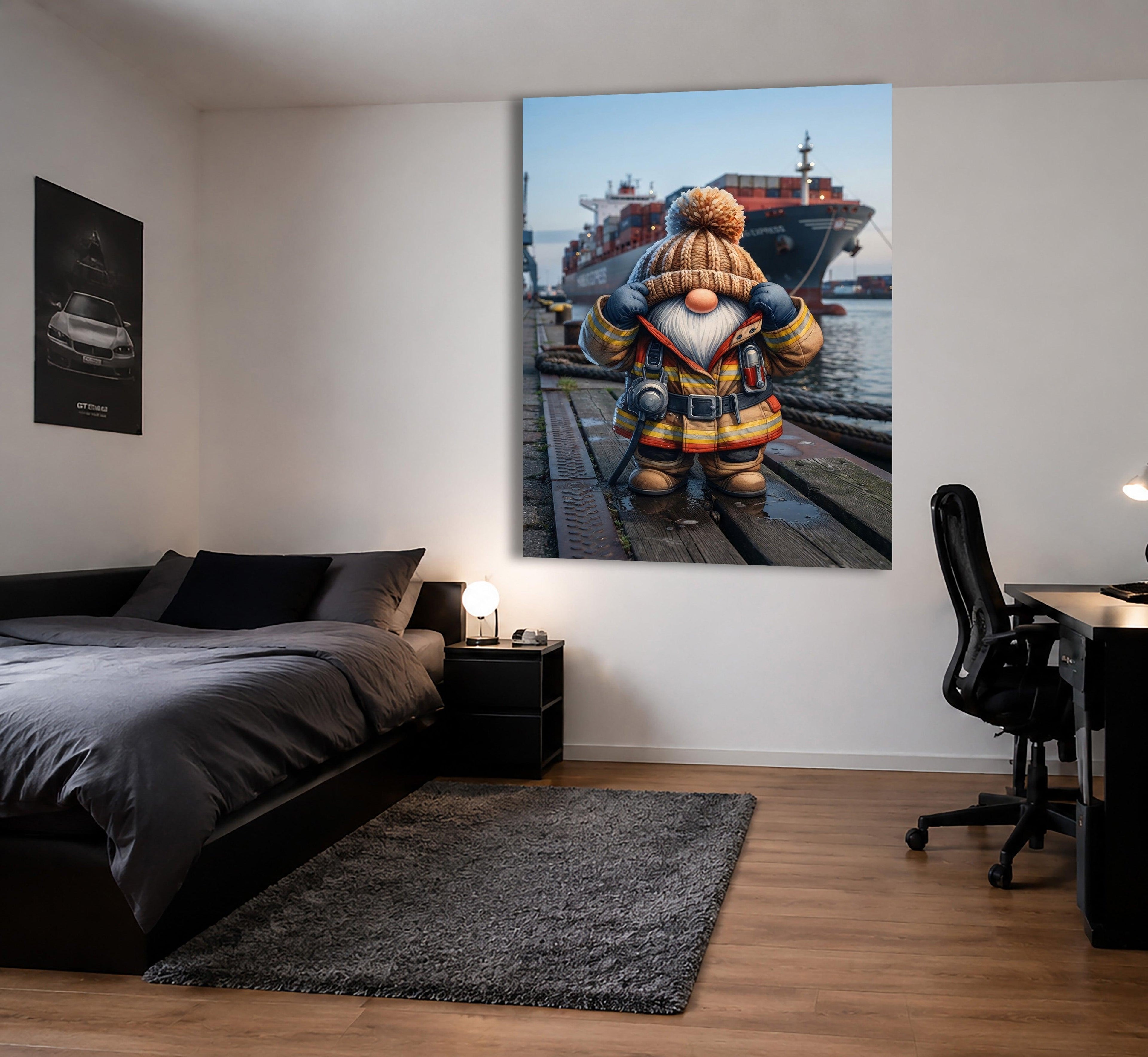 Feuerwehr Wichtel Hafenfeuerwehr am Containerhafen Kunstdruck auf Leinwand