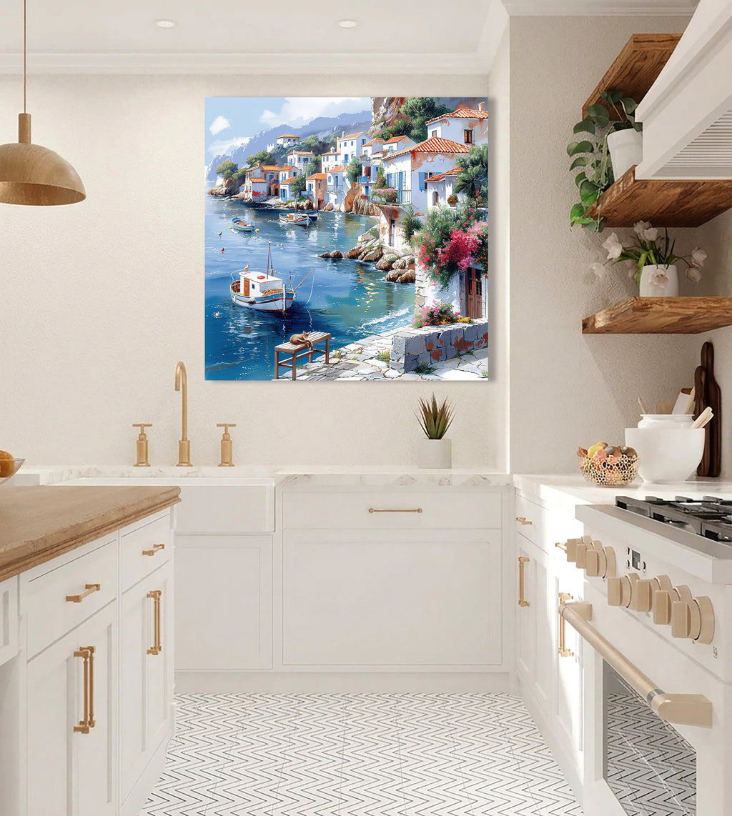 Mediterrane Küste 11  Landschaft Wandbild  Kunstdruck auf Leinwand
