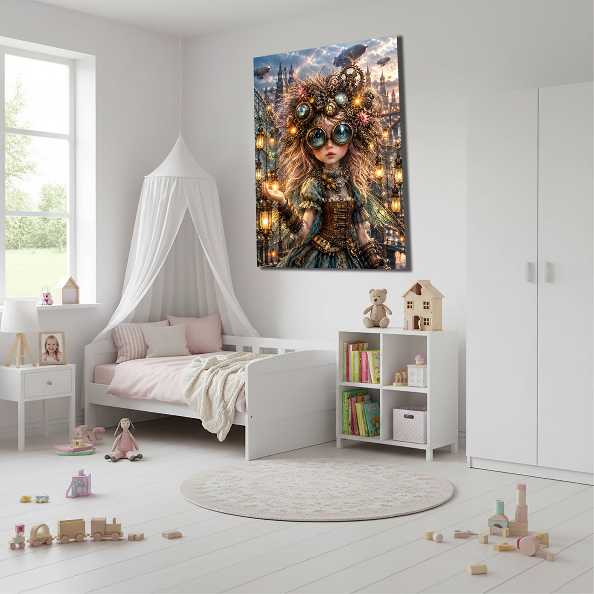 Steampunk Laternenfee – Magisches Wandbild fürs Kinderzimmer