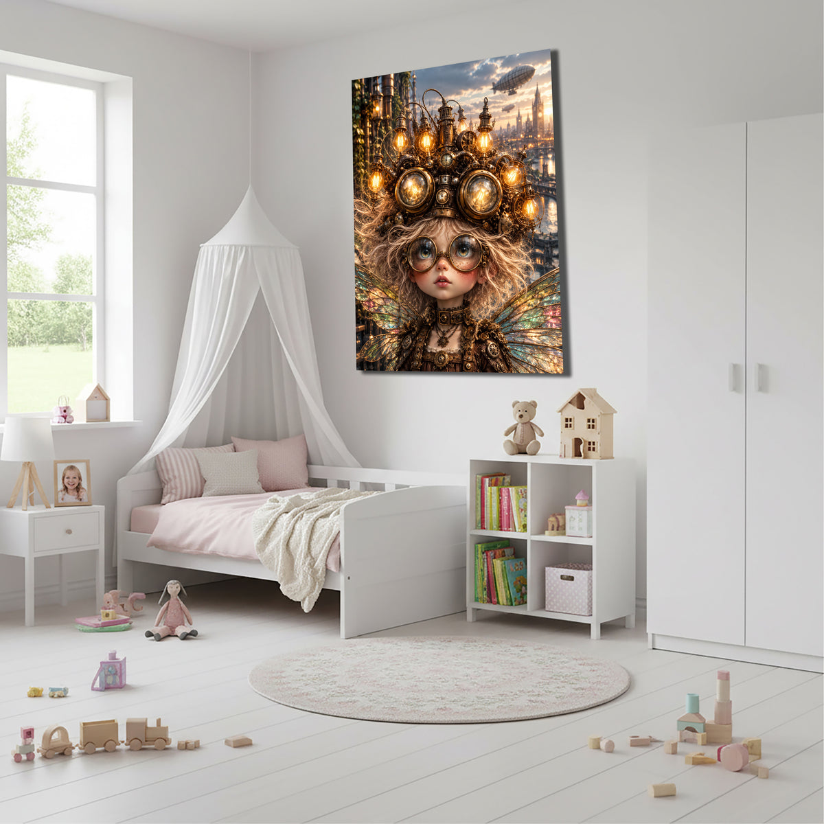 Steampunk Lichtfee – Magisches Wandbild fürs Mädchenzimmer
