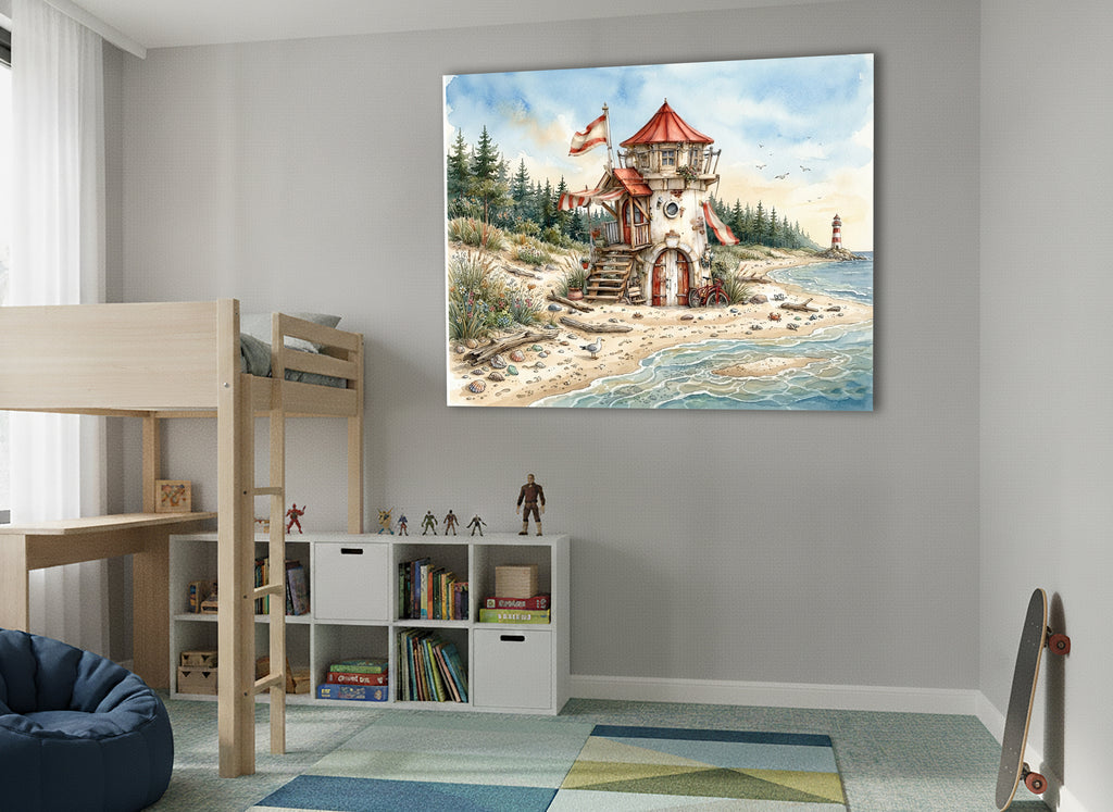 Wandbild Hausboot Karikatur 7 Kunstdruck auf Leinwand