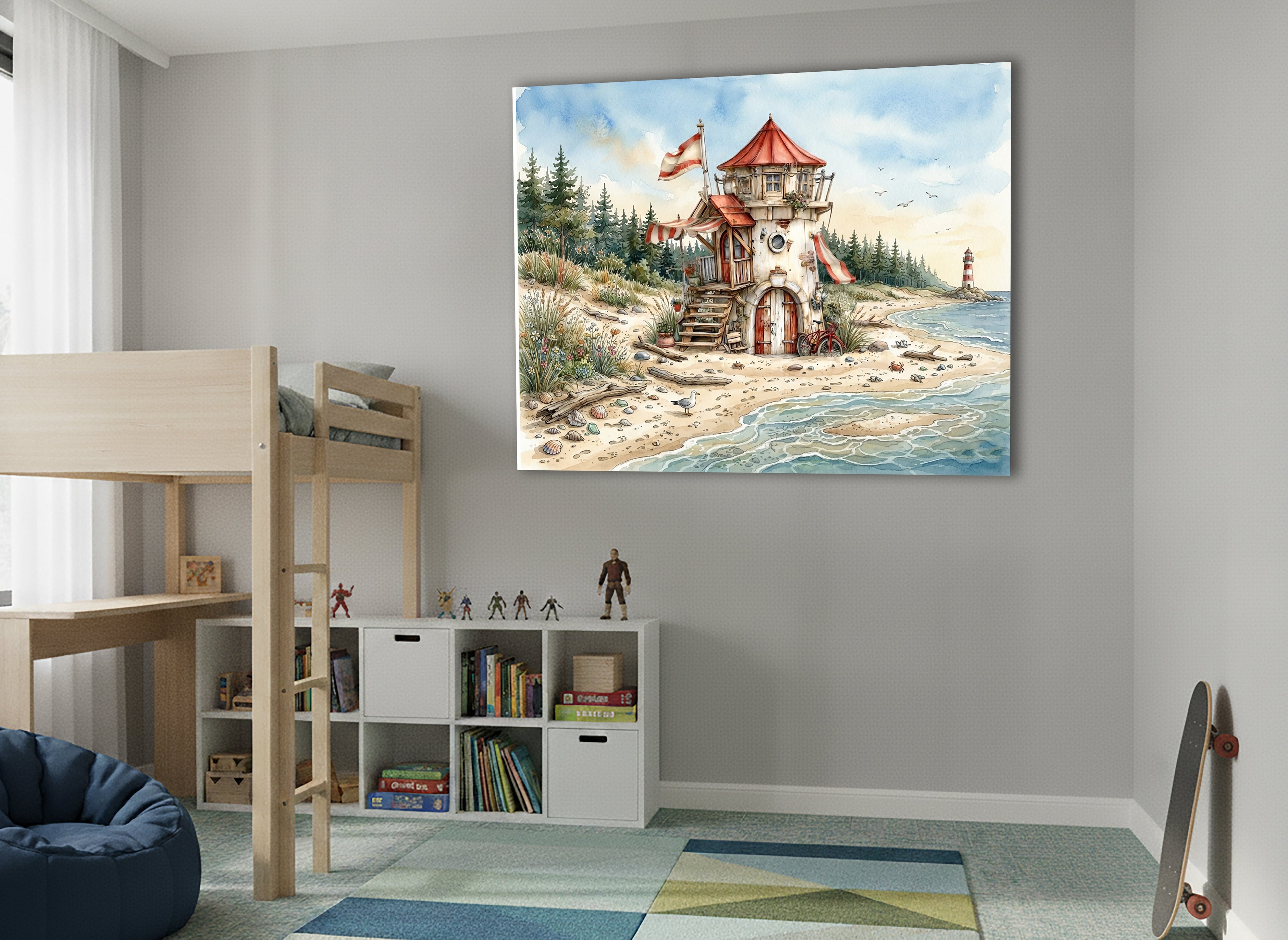 Wandbild Hausboot Karikatur 7 Kunstdruck auf Leinwand