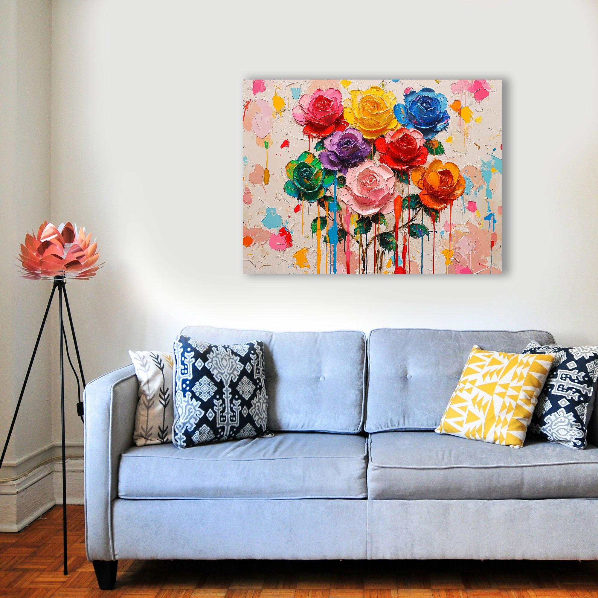 Wandbild Blumen Spachteltechnik Nr. 10 Kunstdruck auf Leinwand