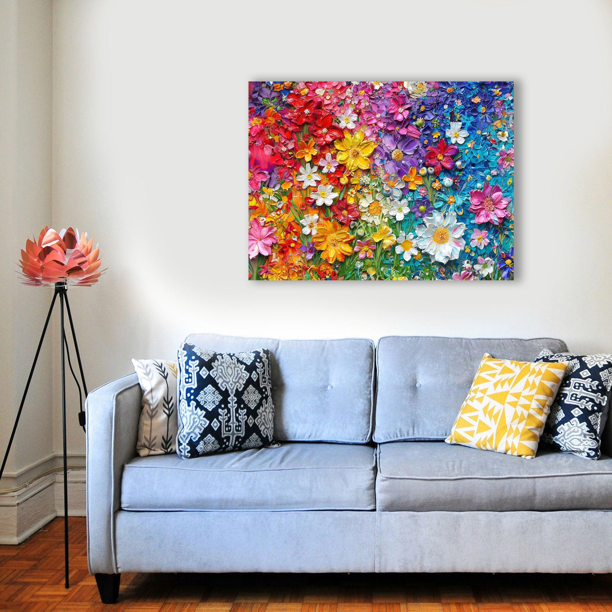 Wandbild Blumen Spachteltechnik Nr. 3 Kunstdruck auf Leinwand